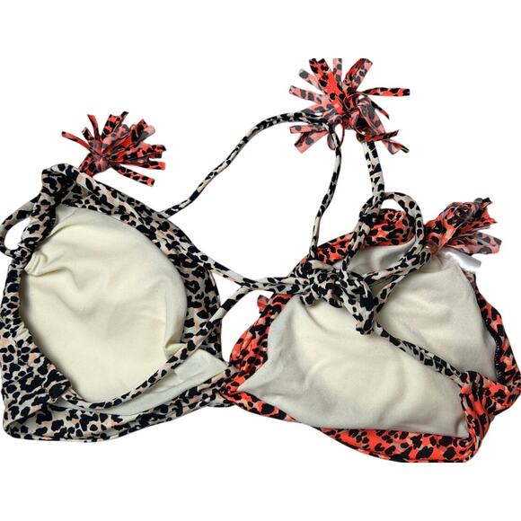 H&M Cheetah Print Orange & White Bikini Top US Size 10 - Picture 2 of 5